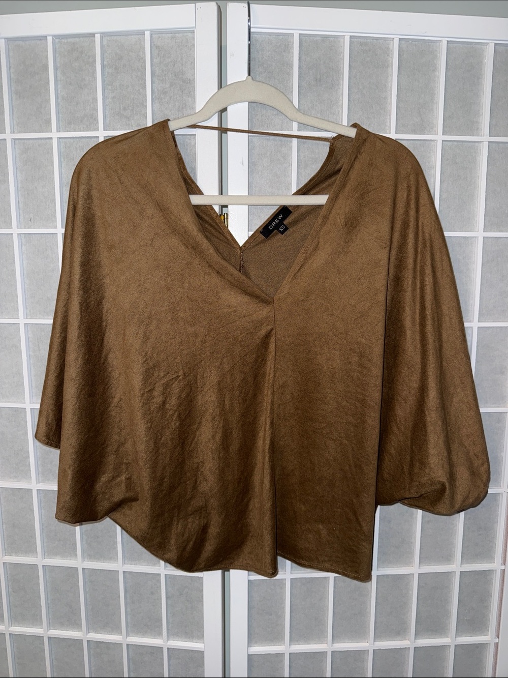 Drew  Brown Draped V-Neck Loose Fit Blouse Size XS